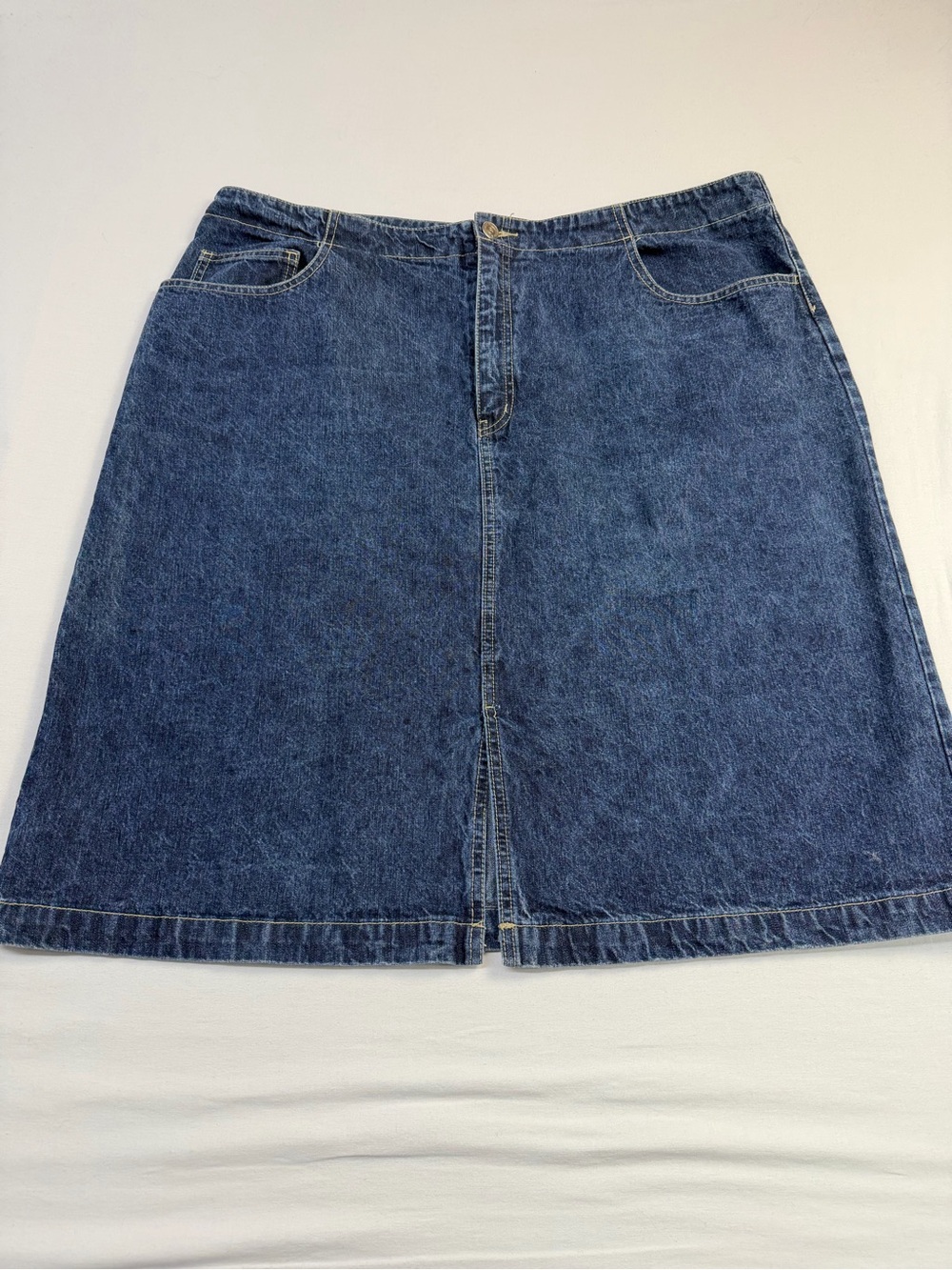 Vintage Cotton Ginny Denim Skirt Medium Wash A-Line Front Slit 1868 - Picture 2 of 5
